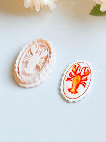Lobster Oval Clay Cutter Scalloped Frame Imprint Design in 2545 mm (5 Sizes)