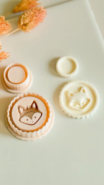 Fox Head Clay Cutter Set: Woodland Animal Face Medallion, Earring Sizes Included