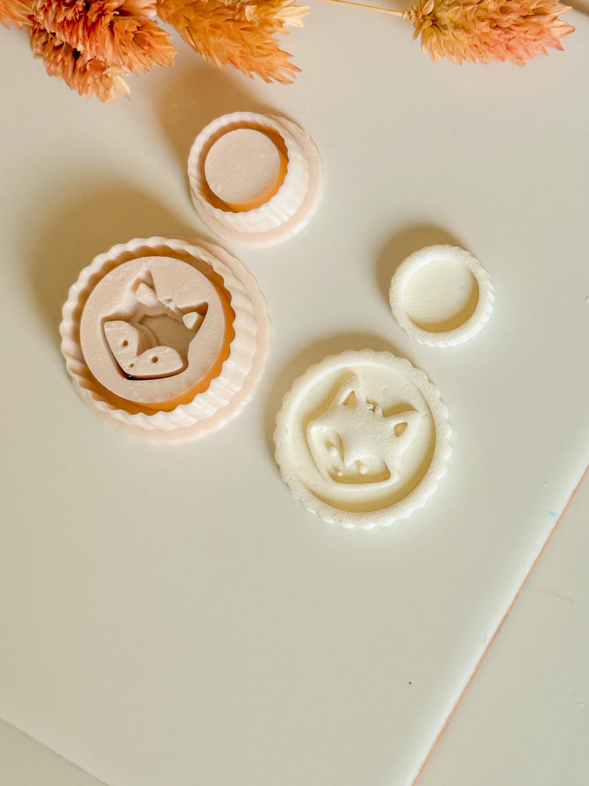 Fox Head Clay Cutter Set: Woodland Animal Face Medallion, Earring Sizes Included