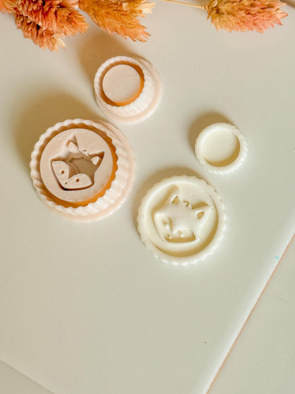 Fox Head Clay Cutter Set: Woodland Animal Face Medallion, Earring Sizes Included