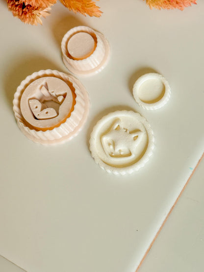 Fox Head Clay Cutter Set: Woodland Animal Face Medallion, Earring Sizes Included