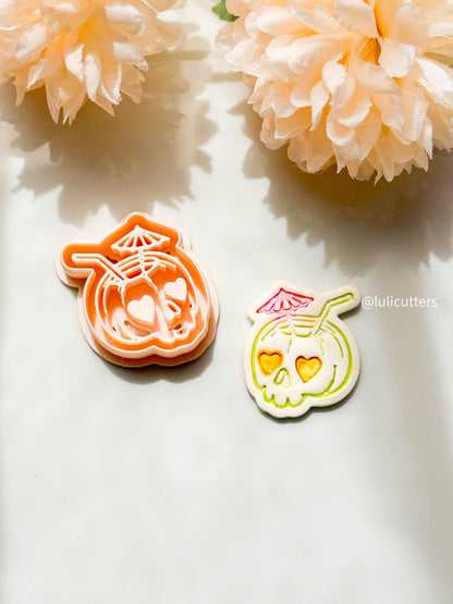 Tiki Skull Clay Cutter: Tropical Drink Polymer Clay Tool