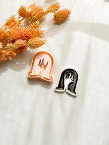 Gravestone Hand Clay Cutter: Spooky Tombstone Earrings & Charms