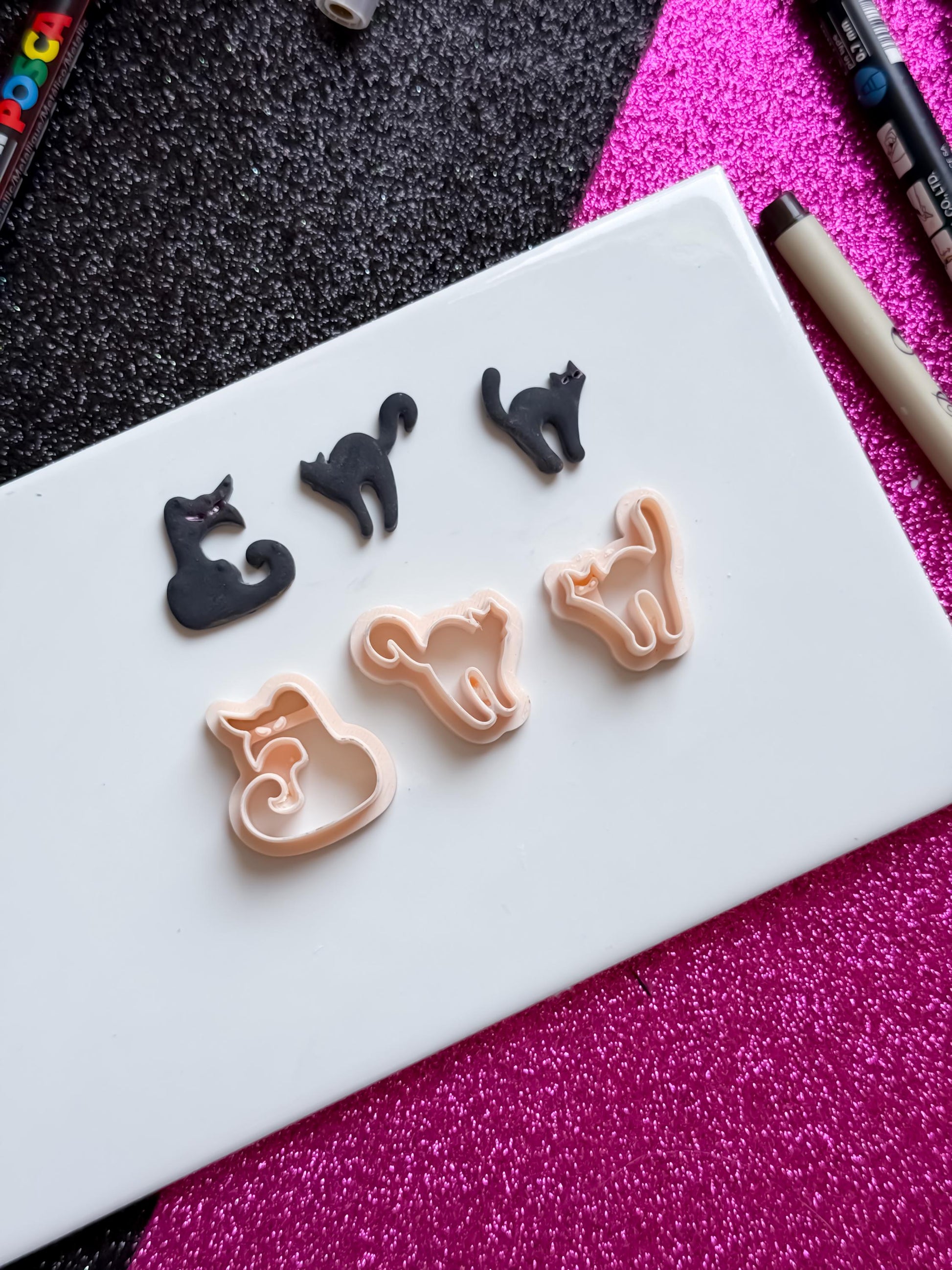 Spooky Cat Clay Cutter Set: Halloween Earring Jewelry, 20-45mm
