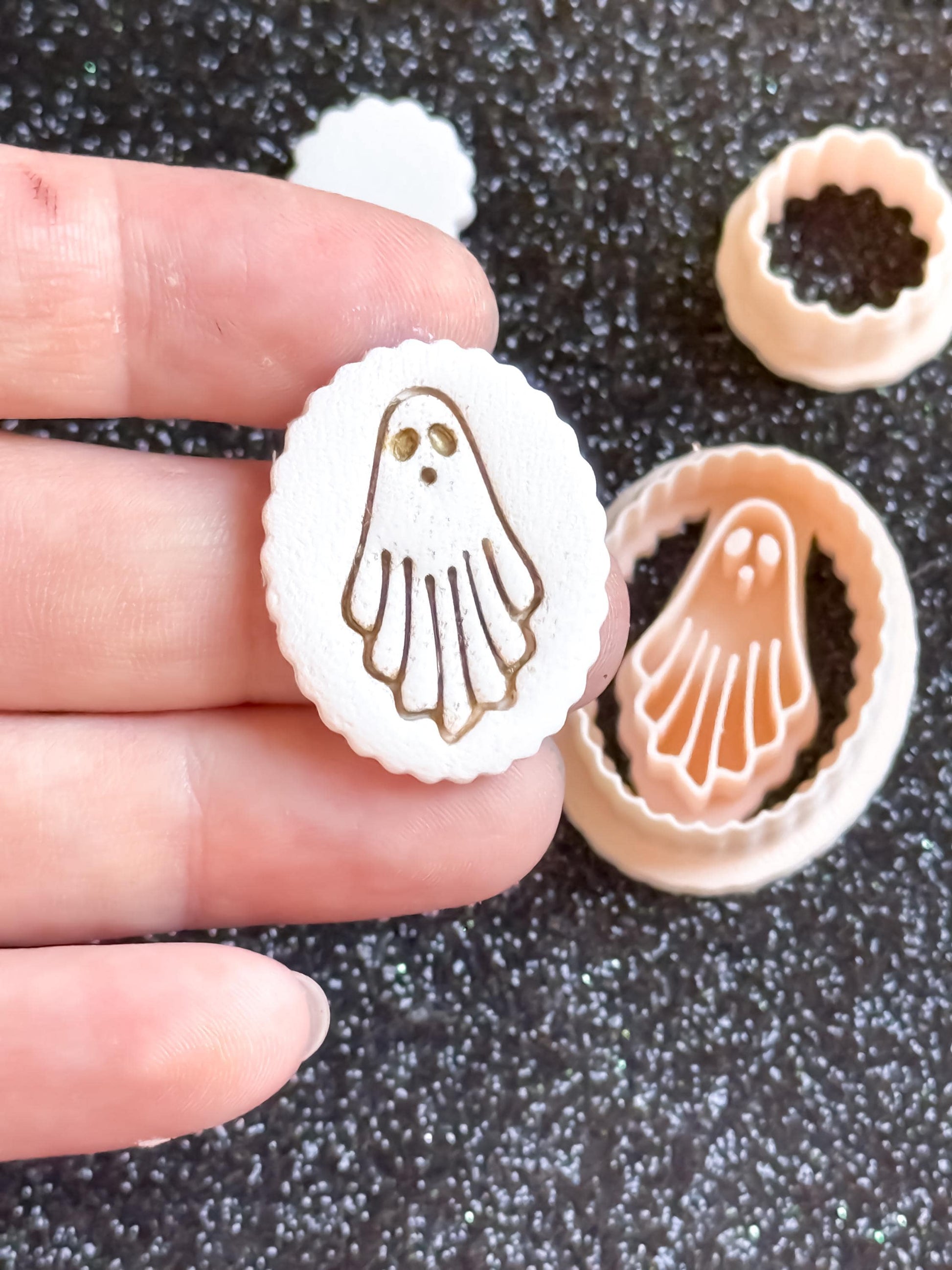 Ghost Cameo Cutter Set: Polymer Clay Earring Mold - Halloween Jewelry