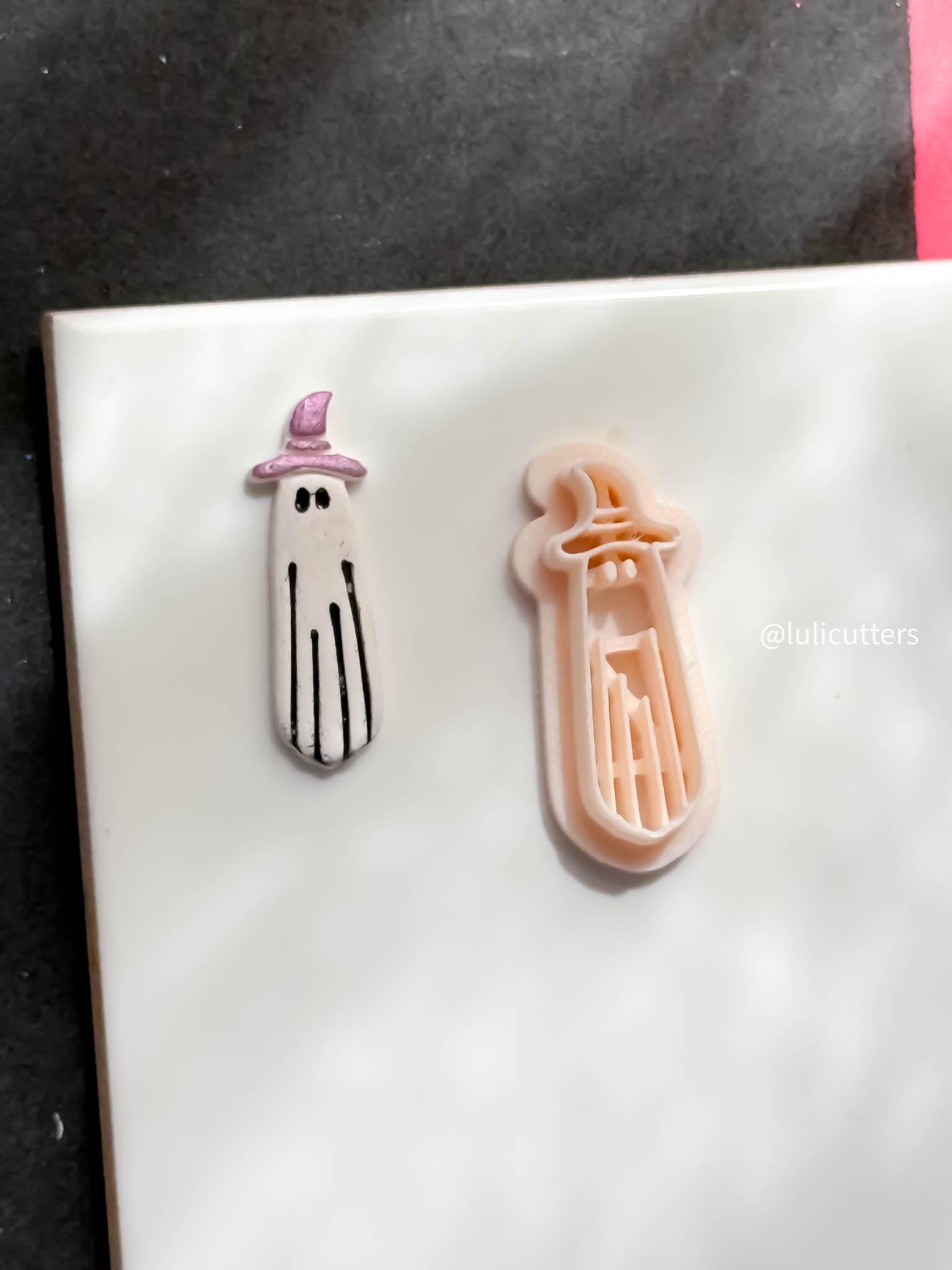 Witch Hat Ghost Clay Cutter Halloween Earring Imprint Design