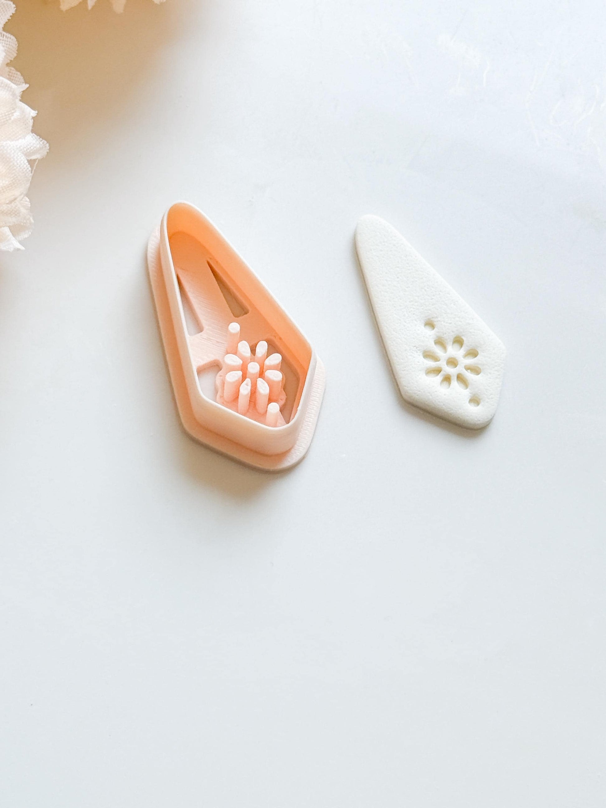 Floral Teardrop Polymer Clay Cutter: Botanical Geometric Design