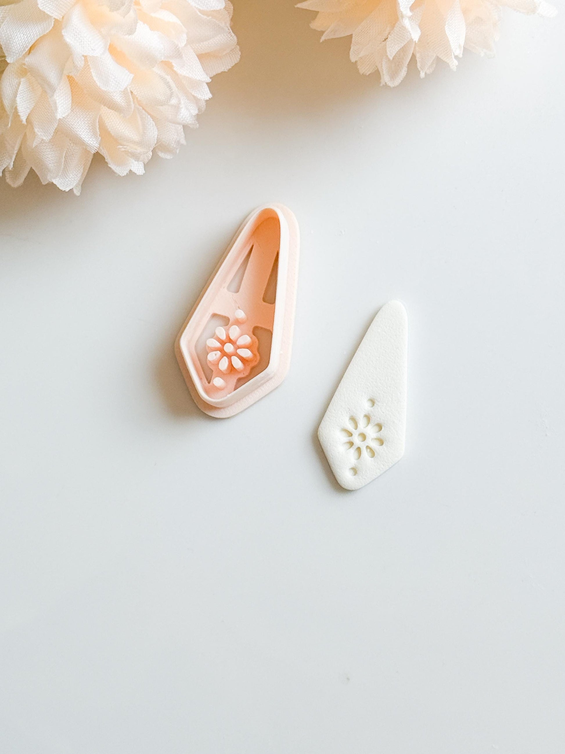 Floral Teardrop Polymer Clay Cutter: Botanical Geometric Design