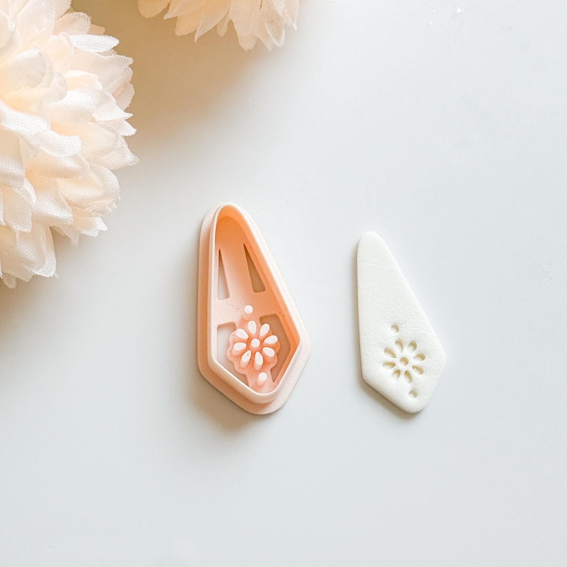 Floral Teardrop Polymer Clay Cutter: Botanical Geometric Design