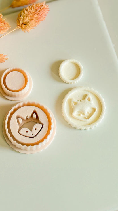 Fox Head Clay Cutter Set: Woodland Animal Face Medallion, Earring Sizes Included