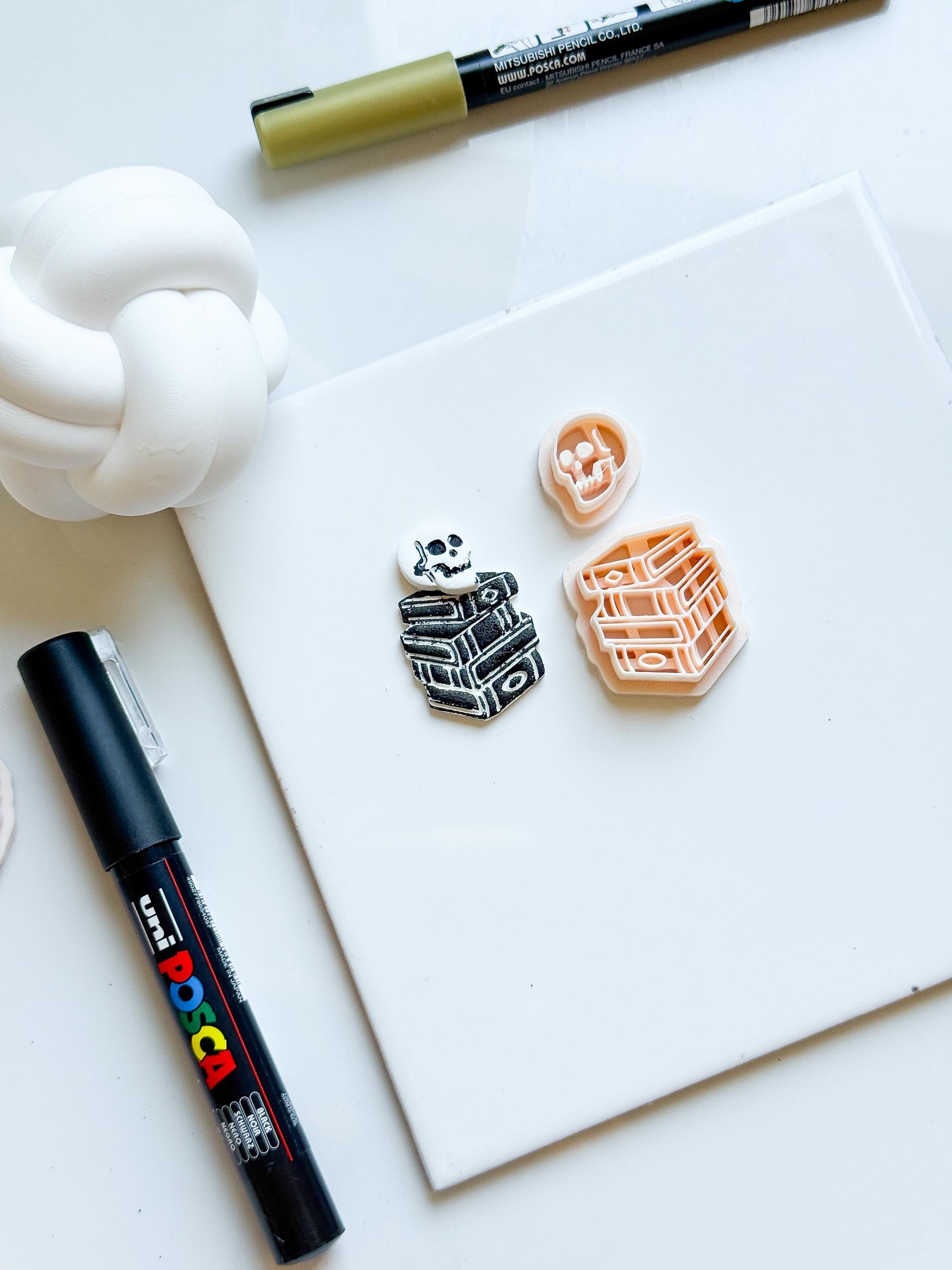 Skull & Book Stack Clay Cutter Set: Halloween Earring Cutters
