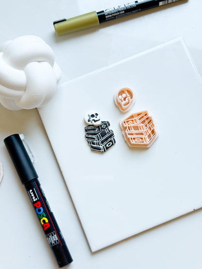 Skull & Book Stack Clay Cutter Set: Halloween Earring Cutters