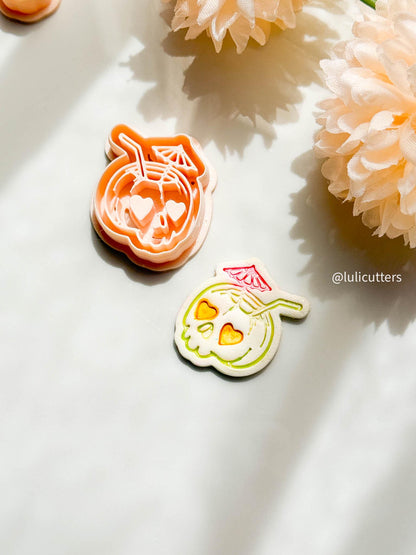 Tiki Skull Clay Cutter: Tropical Drink Polymer Clay Tool