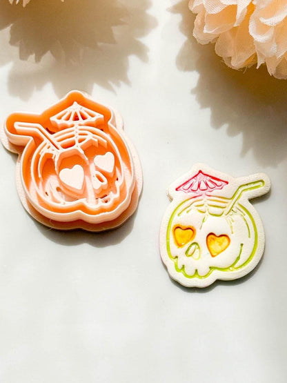 Tiki Skull Clay Cutter: Tropical Drink Polymer Clay Tool