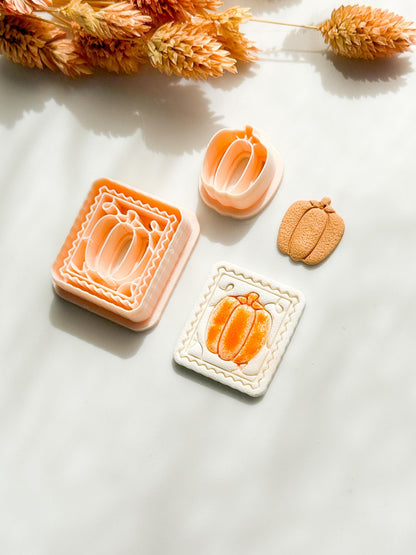 Pumpkin Post Stamp Clay Cutter Set: Fall Gourd Earrings (30 & 35 mm Base Sizes)