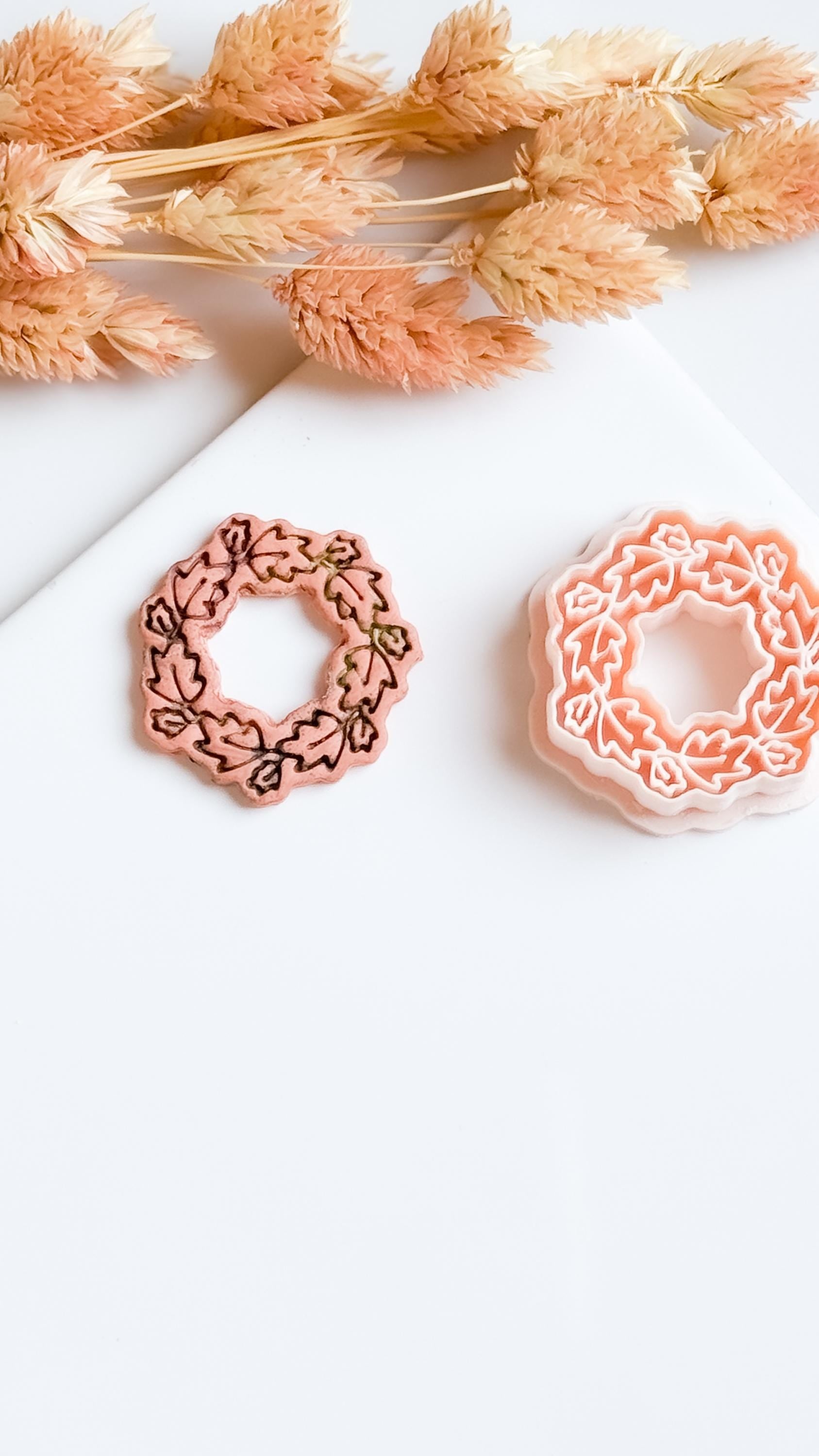 Oak Leaf Wreath Cutter Set: Polymer Clay Jewelry Tool, Autumn Design