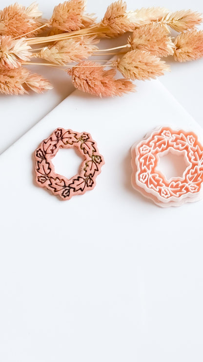 Oak Leaf Wreath Cutter Set: Polymer Clay Jewelry Tool, Autumn Design