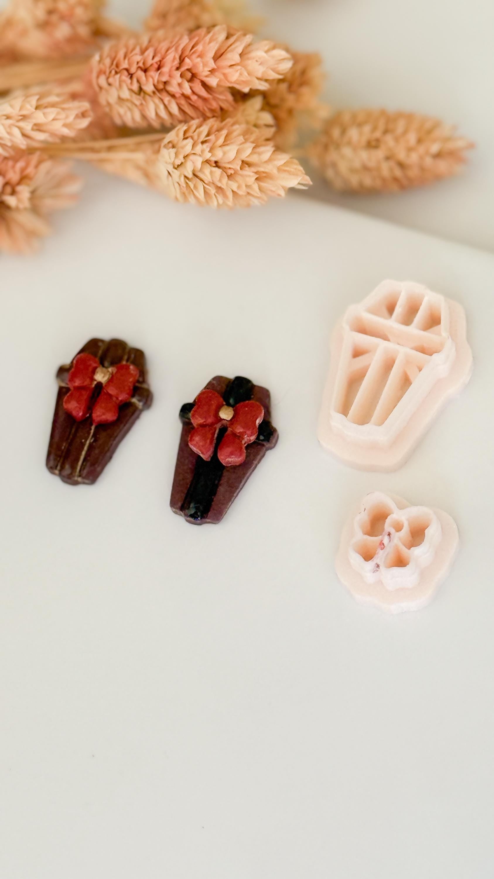 Coffin Clay Cutter Set with Bow: Spooky Halloween Earring Mold