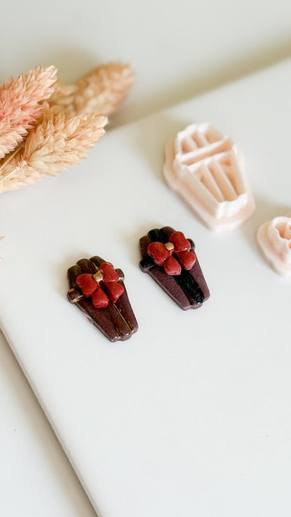 Coffin Clay Cutter Set with Bow: Spooky Halloween Earring Mold