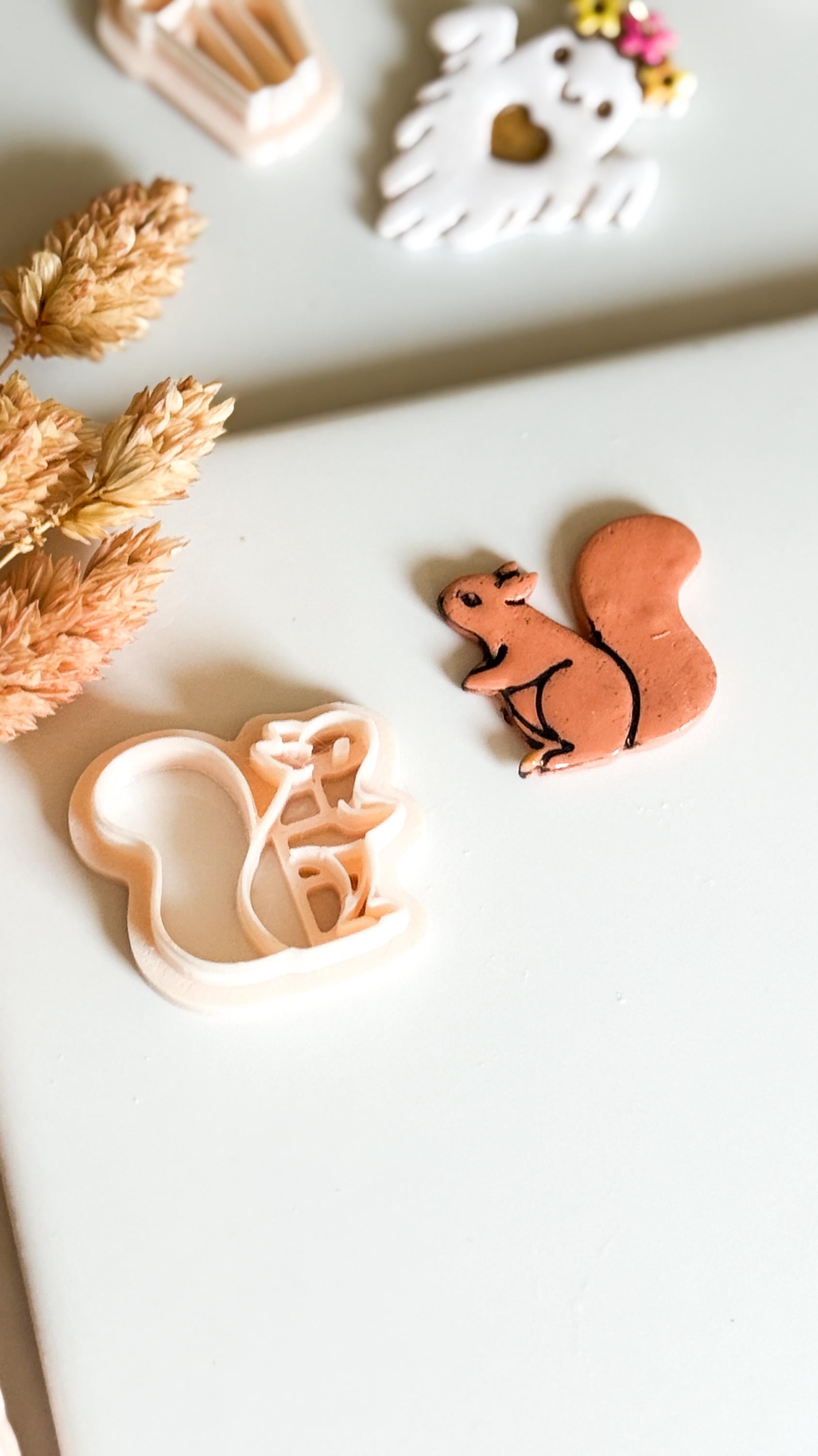 Squirrel Polymer Clay Cutter: Woodland Animal Mold for Earrings & Charms