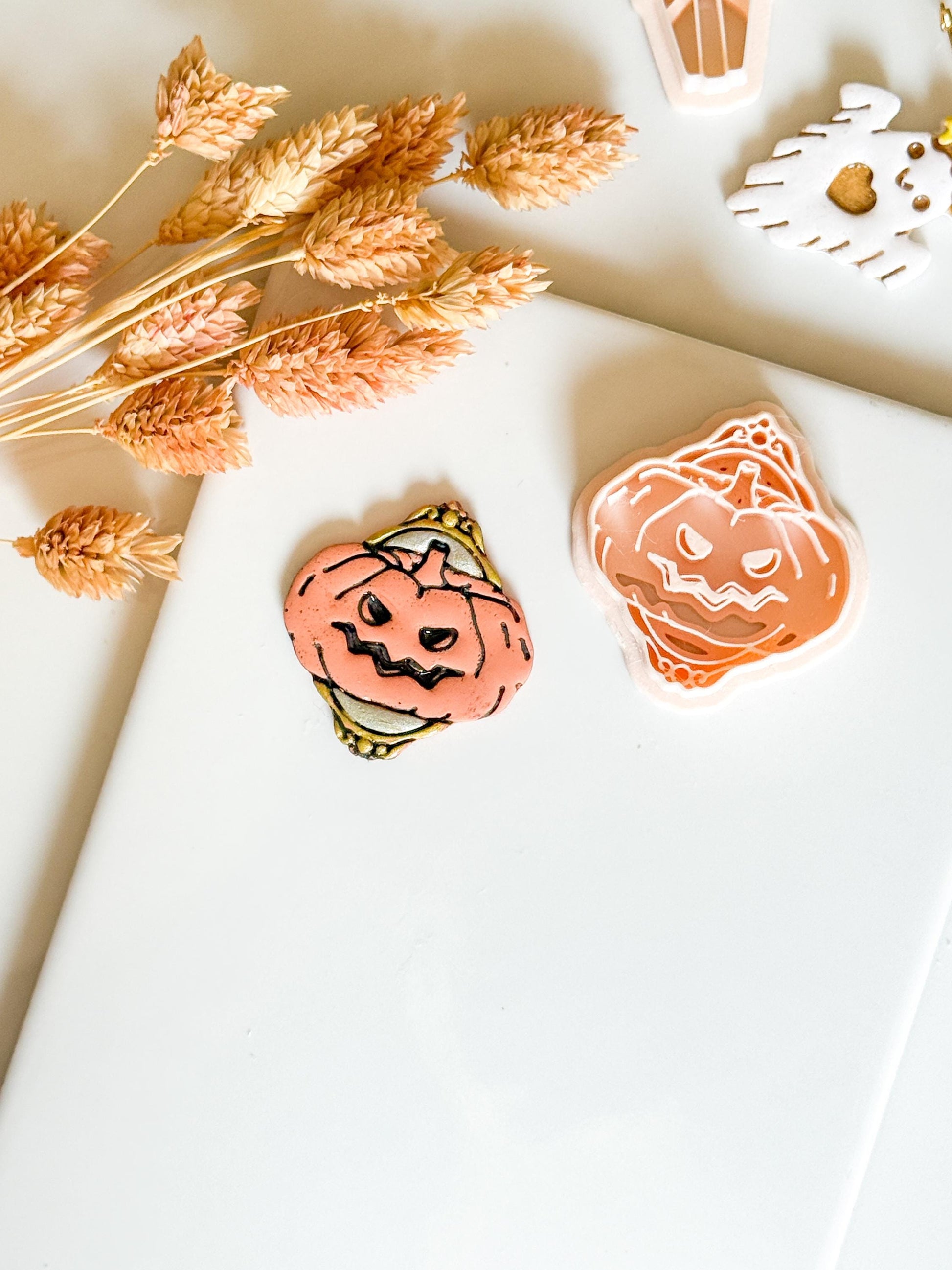 Gothic Pumpkin Face Cutter: Halloween Polymer Clay Mold - Earrings/Studs