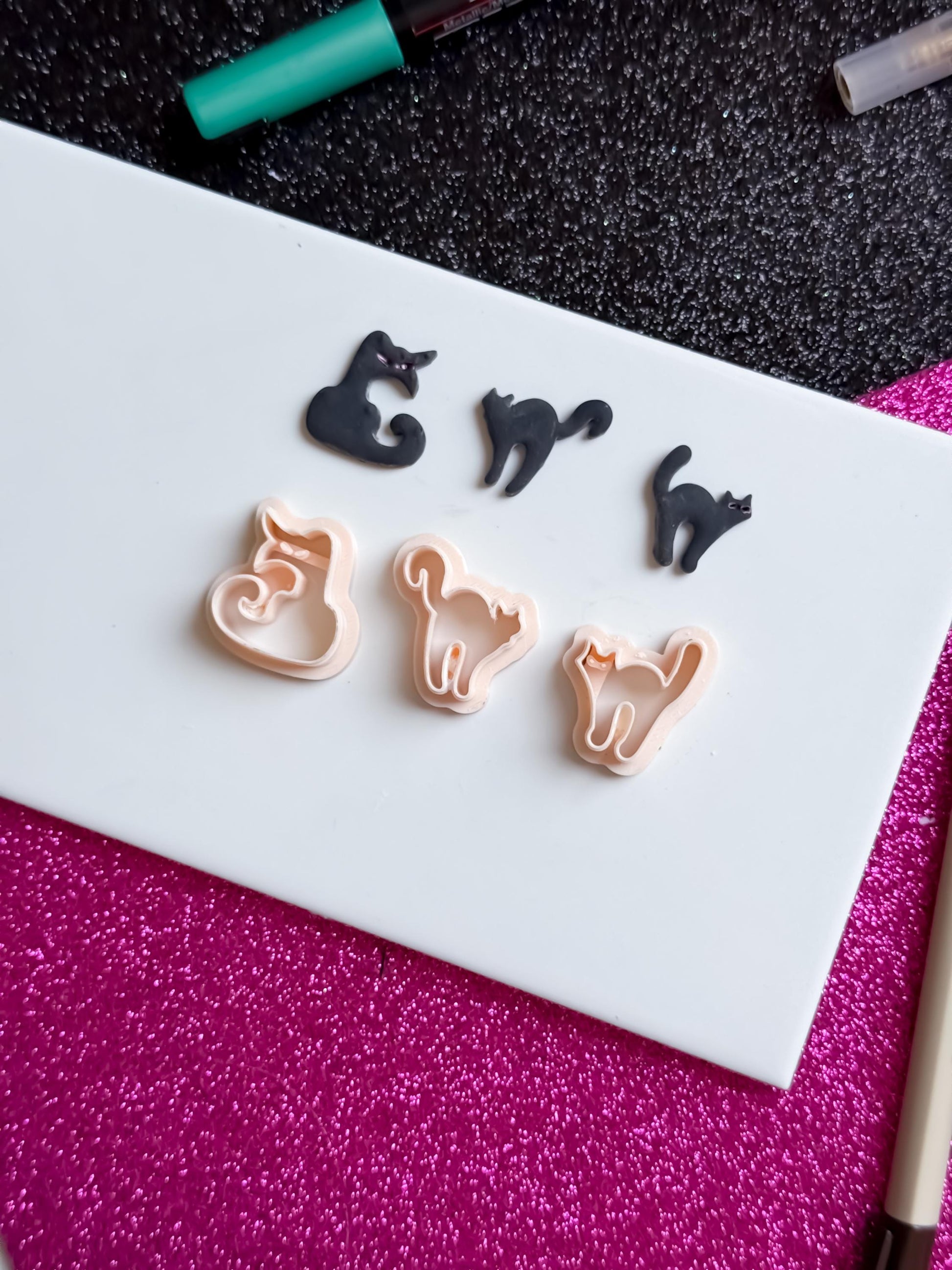Spooky Cat Clay Cutter Set: Halloween Earring Jewelry, 20-45mm