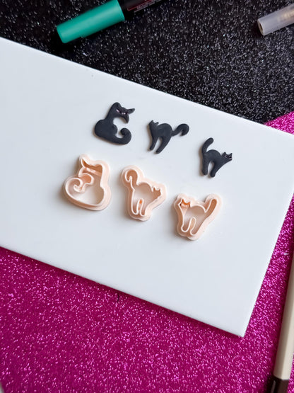 Spooky Cat Clay Cutter Set: Halloween Earring Jewelry, 20-45mm