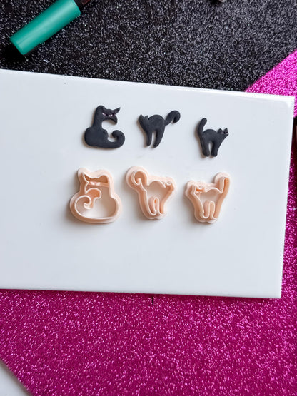 Spooky Cat Clay Cutter Set: Halloween Earring Jewelry, 20-45mm