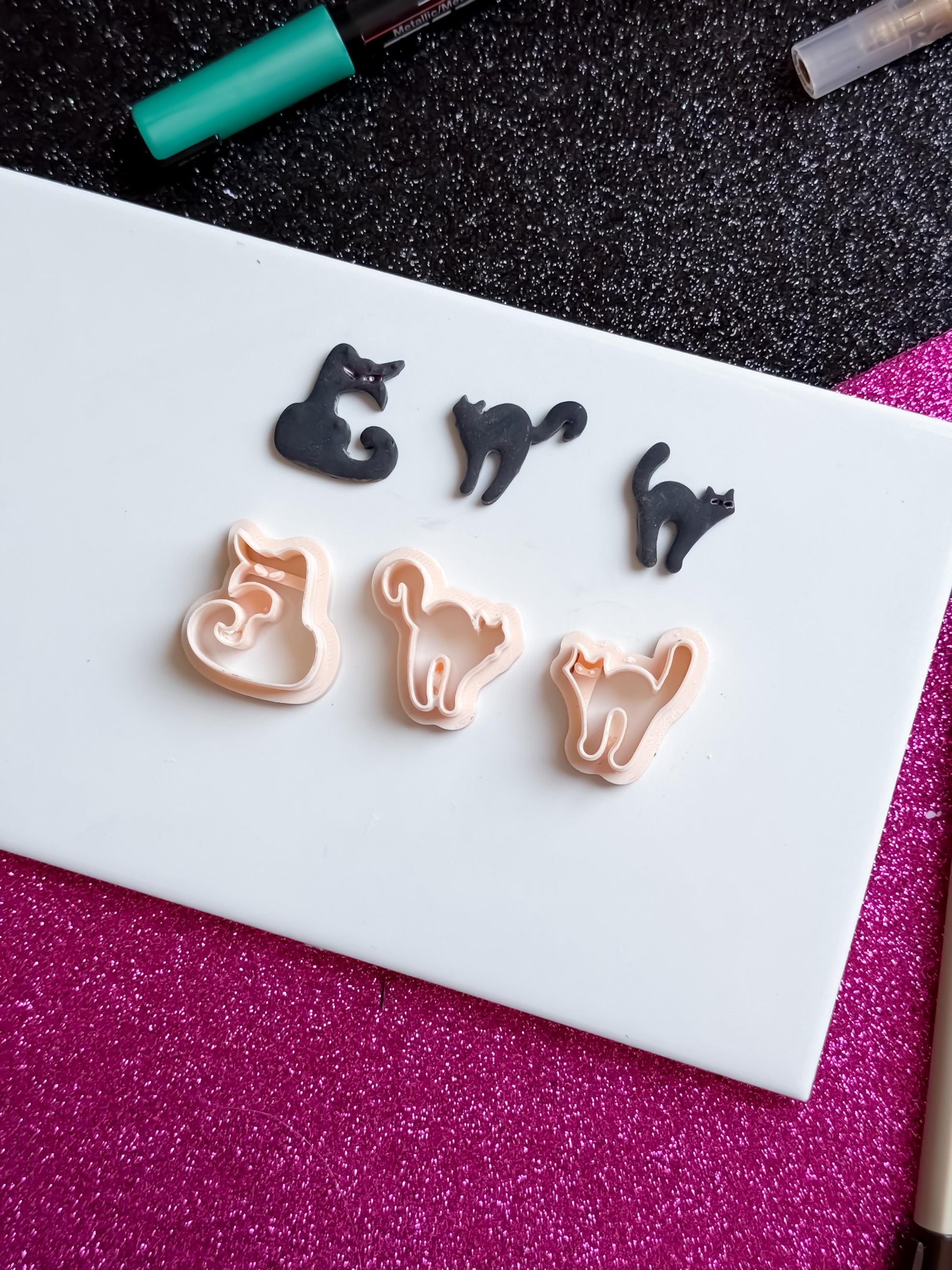 Spooky Cat Clay Cutter Set: Halloween Earring Jewelry, 20-45mm