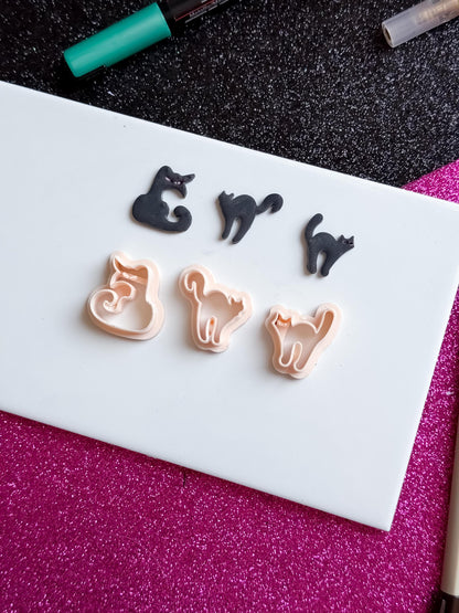 Spooky Cat Clay Cutter Set: Halloween Earring Jewelry, 20-45mm