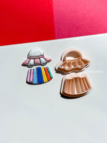 UFO Clay Earring Cutter Set Includes Saucer Top + Rainbow Beam Base