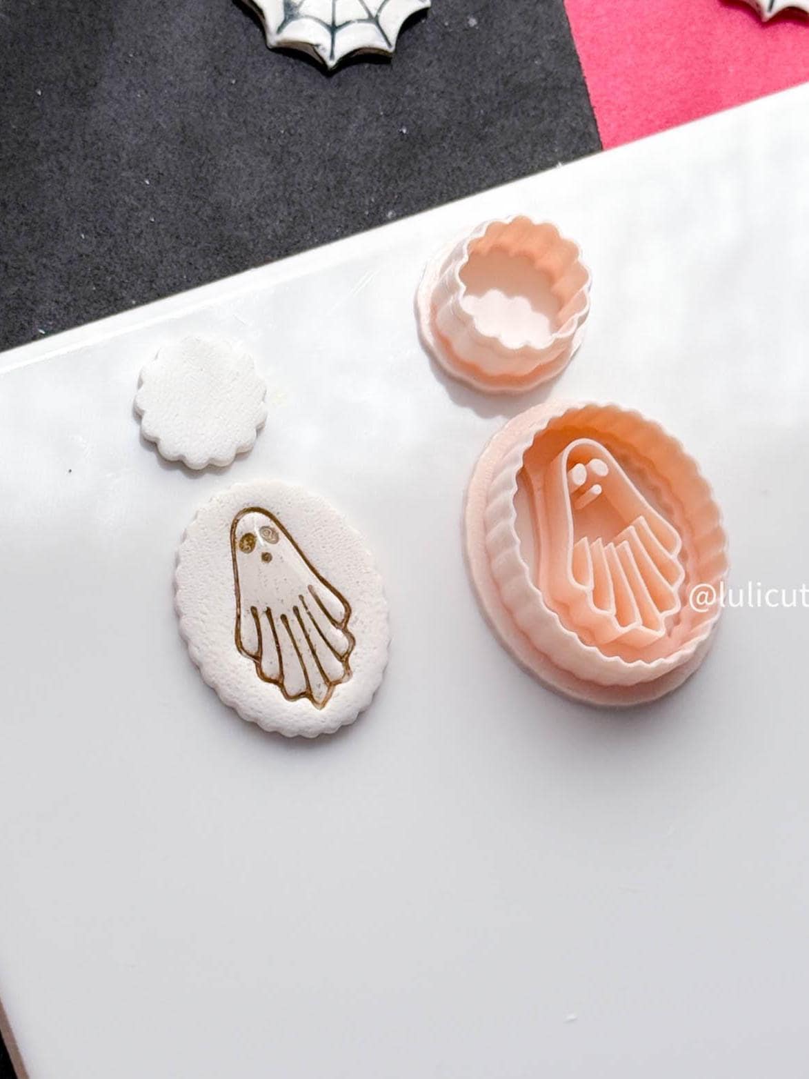 Ghost Cameo Cutter Set: Polymer Clay Earring Mold - Halloween Jewelry