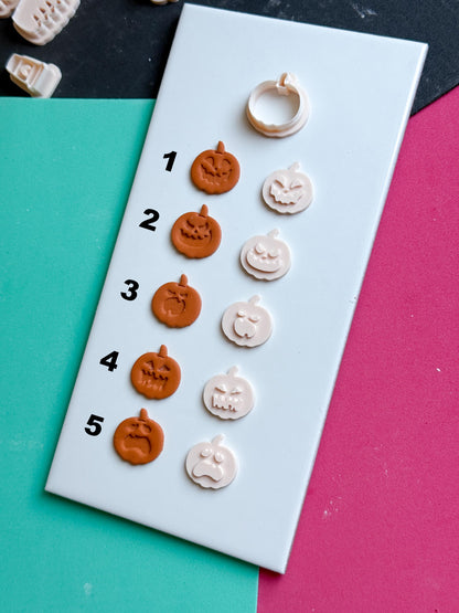 Pumpkin Face Clay Cutter Set: Halloween Jack-O'-Lantern Earring Charms