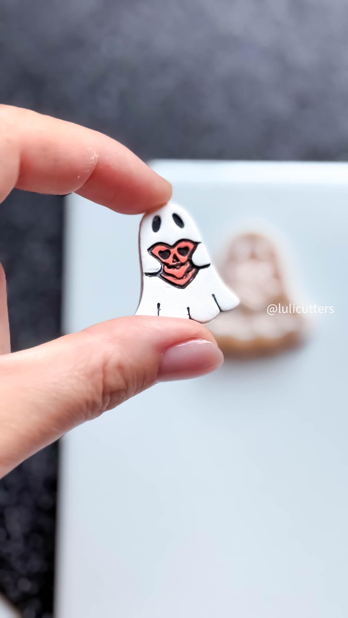 Jack-o'-Lantern Heart Ghost Cutter: Polymer Clay Earring Mold - Halloween Spooky Shape