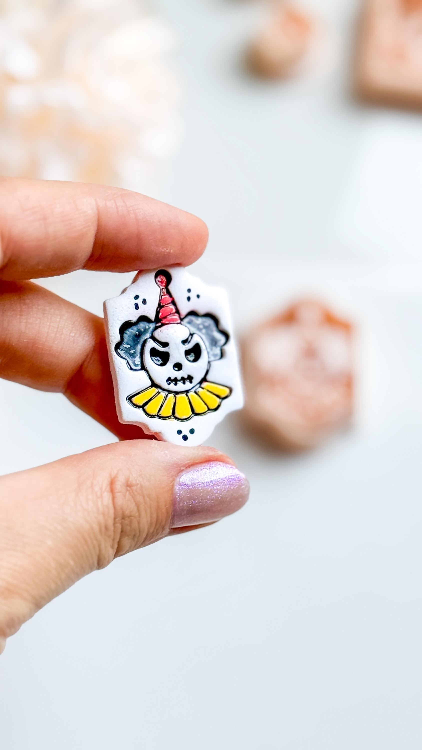 Creepy Clown Skull Cutter: Halloween Polymer Clay Mold for Earrings & Charms
