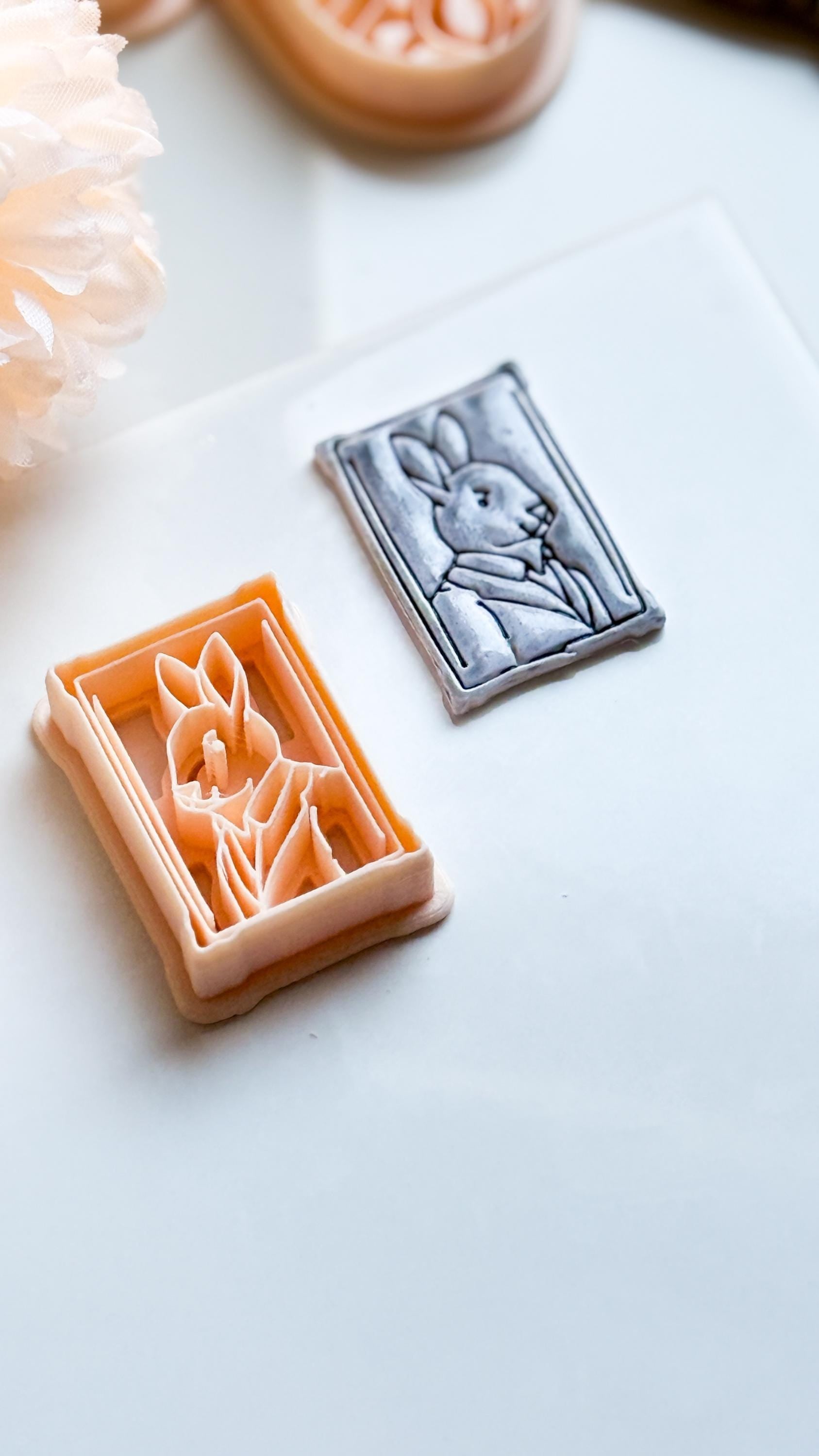 Rabbit Portrait Cutter, Polymer Clay Mold, Autumn Jewelry