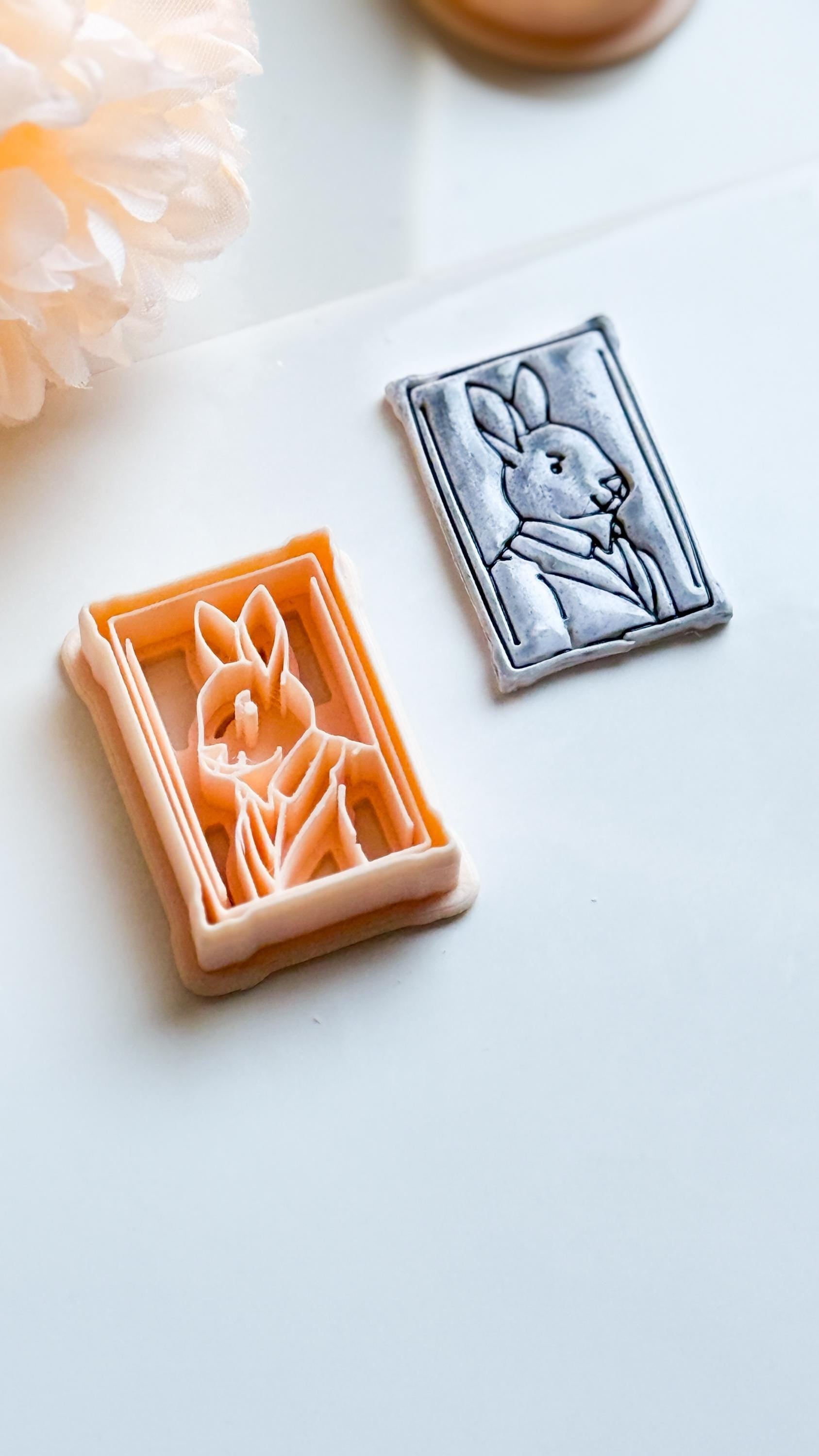 Rabbit Portrait Cutter, Polymer Clay Mold, Autumn Jewelry