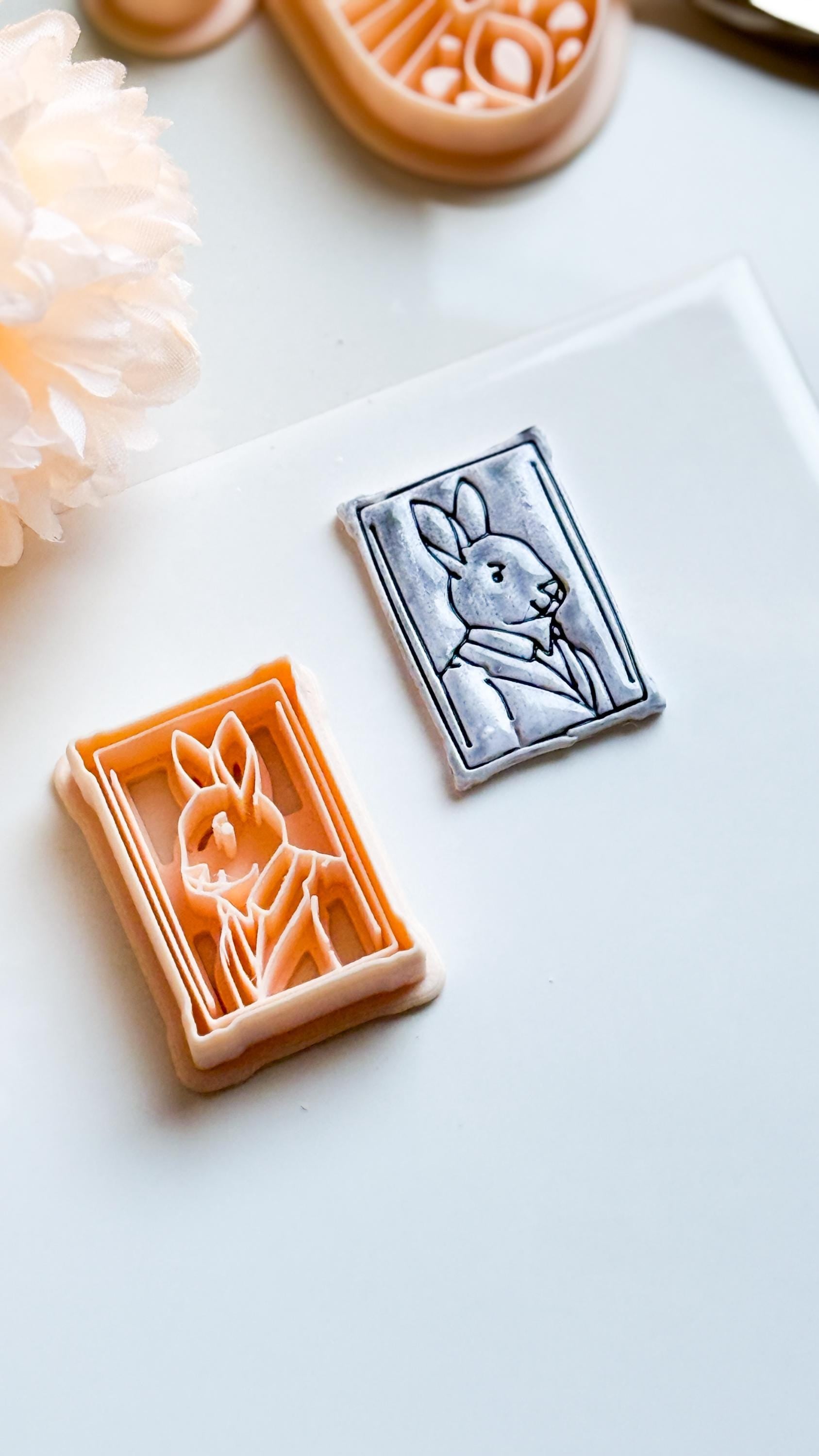 Rabbit Portrait Cutter, Polymer Clay Mold, Autumn Jewelry