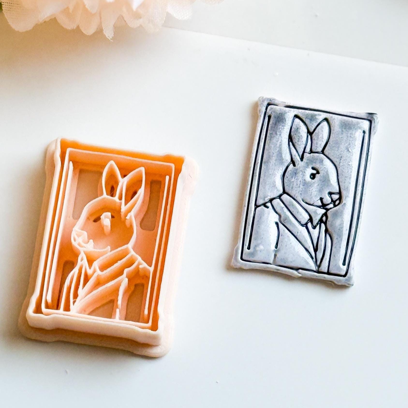 Rabbit Portrait Cutter, Polymer Clay Mold, Autumn Jewelry
