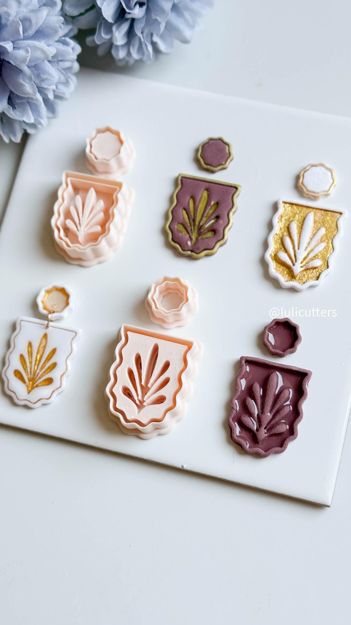 Rustic Frame Clay Cutter Set Includes Ornamental Leaf Base + Scalloped Topper