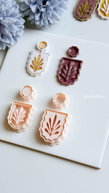 Rustic Frame Clay Cutter Set Includes Ornamental Leaf Base + Scalloped Topper