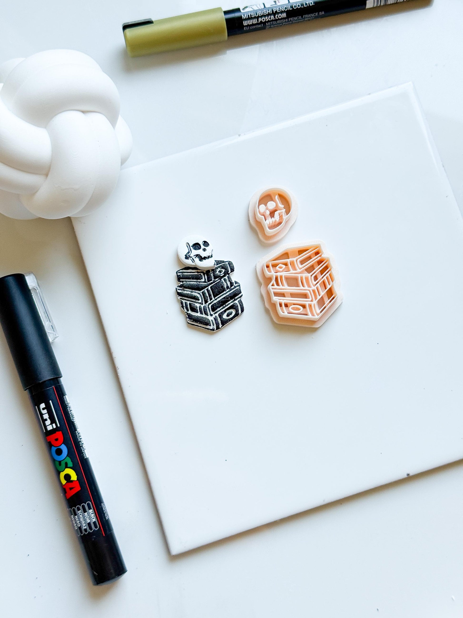 Skull & Book Stack Clay Cutter Set: Halloween Earring Cutters
