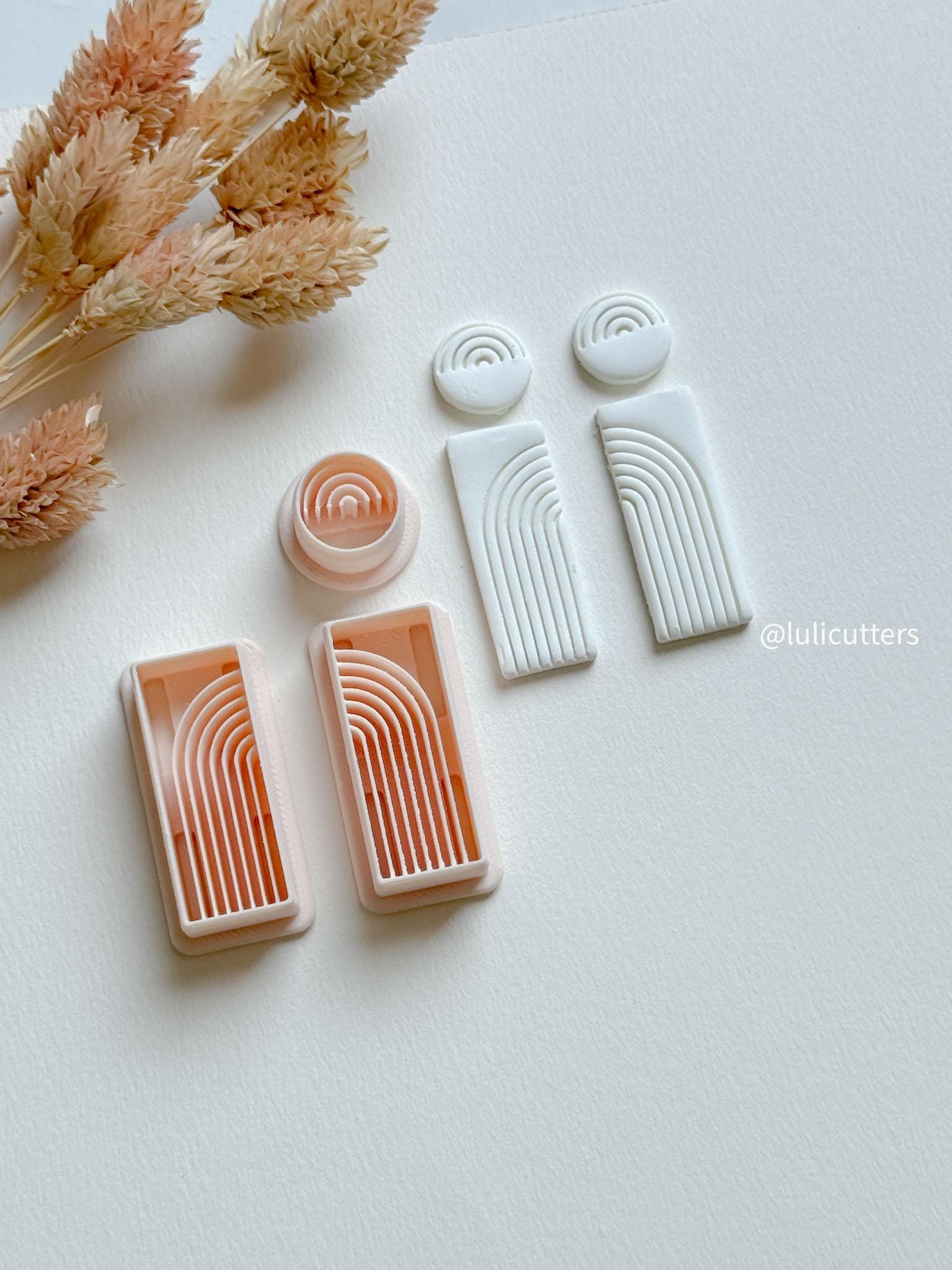 Lined Arch Clay Earring Cutter Set Includes Rectangle Base + Circle Topper