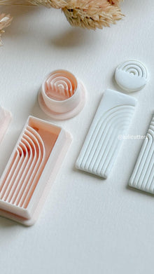 Lined Arch Clay Earring Cutter Set Includes Rectangle Base + Circle Topper