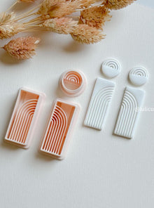 Lined Arch Clay Earring Cutter Set Includes Rectangle Base + Circle Topper