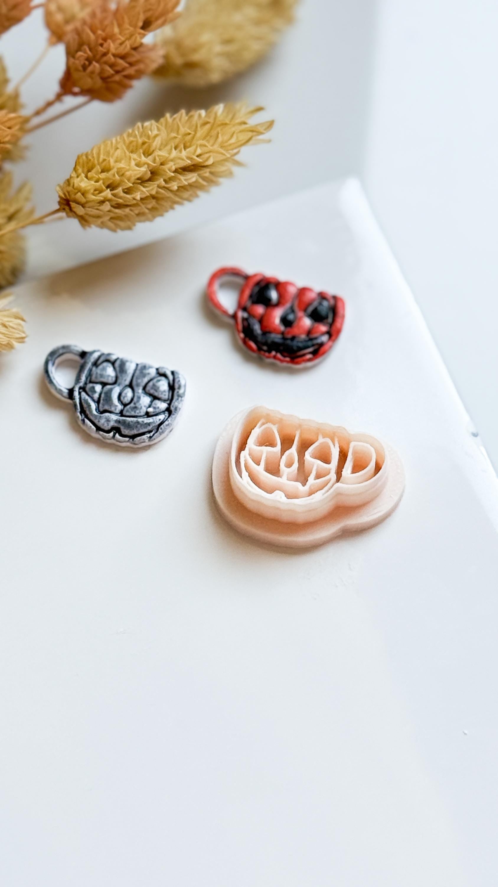 Jack-o'-Lantern Mug Clay Cutter Spooky Halloween Coffee Cup Mold for Polymer Clay Earrings & Charms