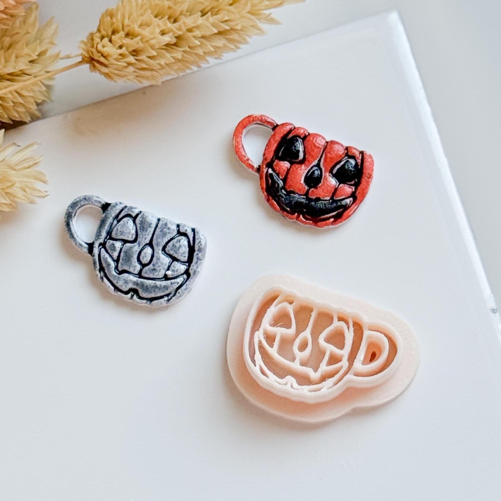 Jack-o'-Lantern Mug Clay Cutter Spooky Halloween Coffee Cup Mold for Polymer Clay Earrings & Charms