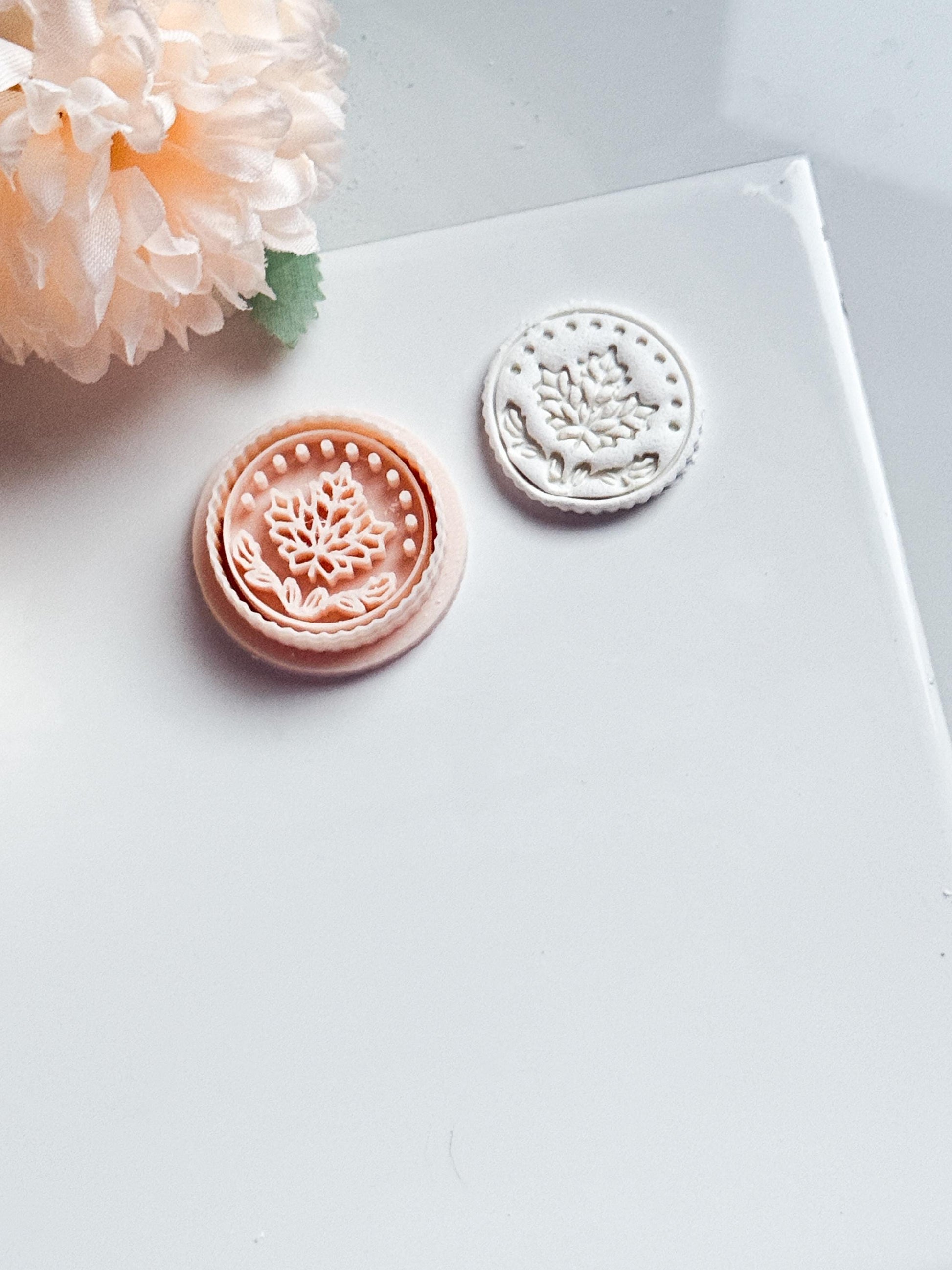 Maple Leaf Medallion Clay Cutter, Fall Earrings, Brooches Mold