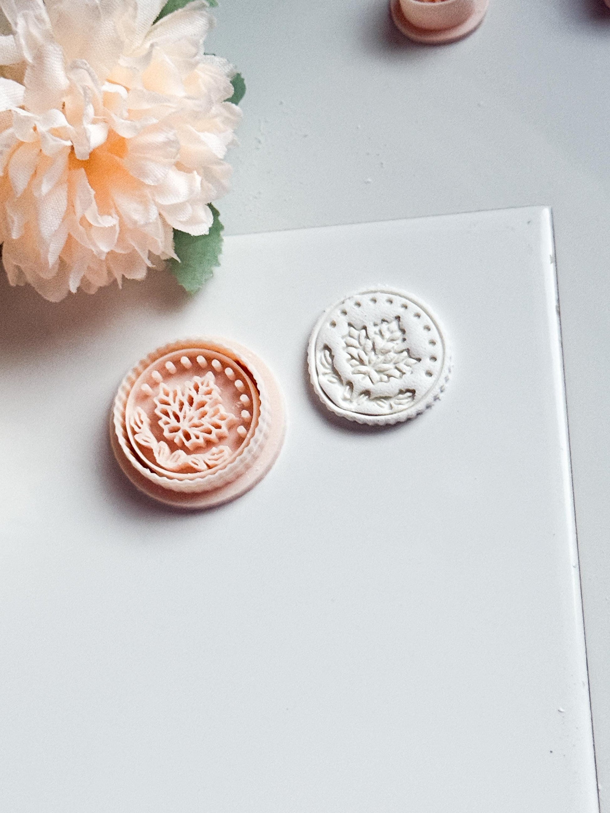 Maple Leaf Medallion Clay Cutter, Fall Earrings, Brooches Mold