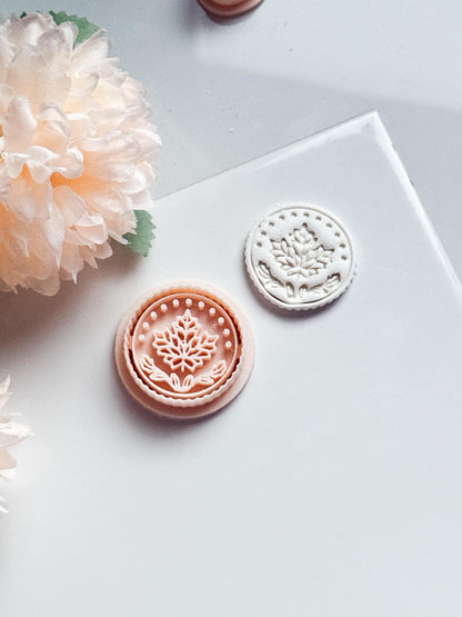Maple Leaf Medallion Clay Cutter, Fall Earrings, Brooches Mold